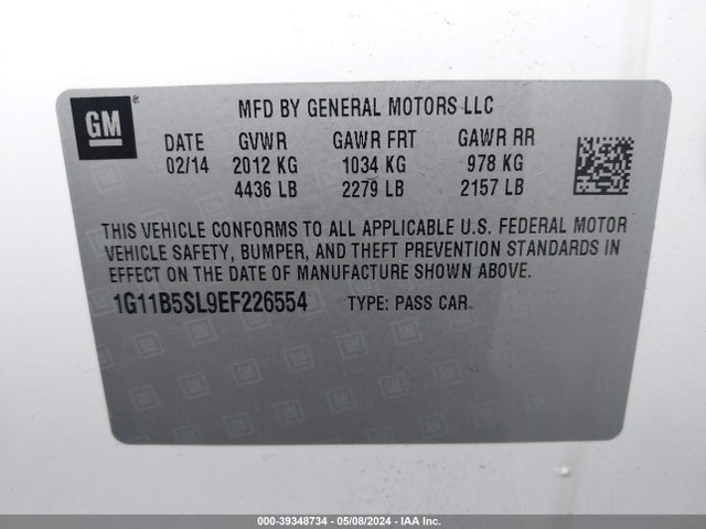 Chevrolet Malibu 1ls 2014 1G11B5SL9EF226554 Image 9