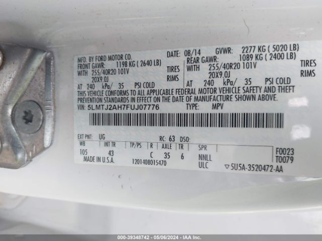 5LMTJ2AH7FUJ07776 Lincoln MKC