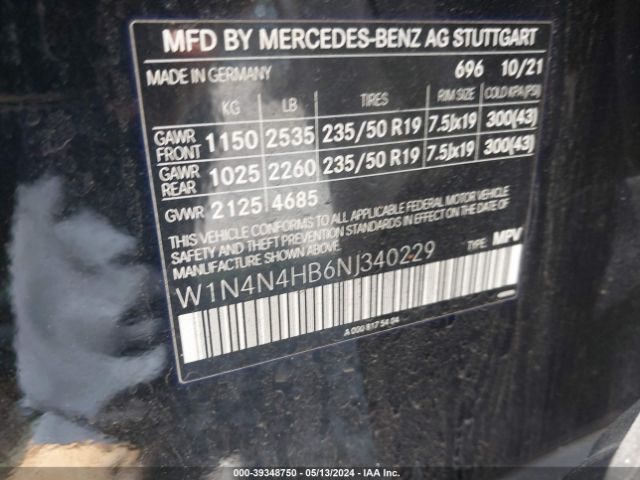 W1N4N4HB6NJ340229 Mercedes-Benz Gla 250 4matic
