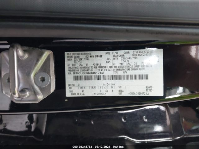 1FMCU0G96HUC19146 Ford ESCAPE SE