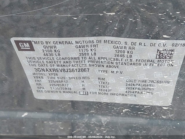 Chevrolet EQUINOX LS 2018 3GNAXREV8JS612067 Image 9