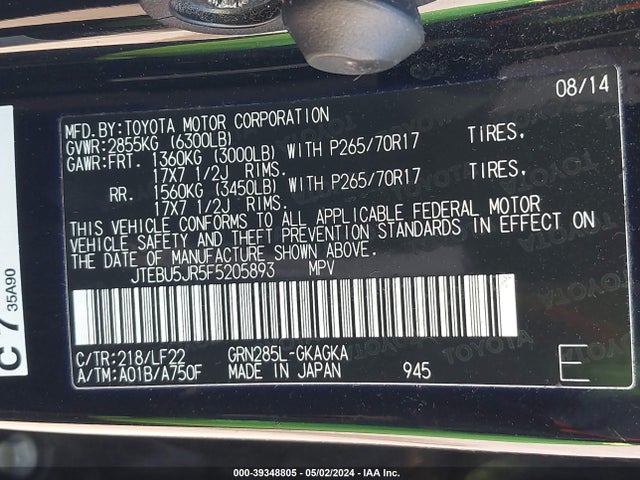 Toyota 4runner Trd Pro 2015 JTEBU5JR5F5205893 Image 9