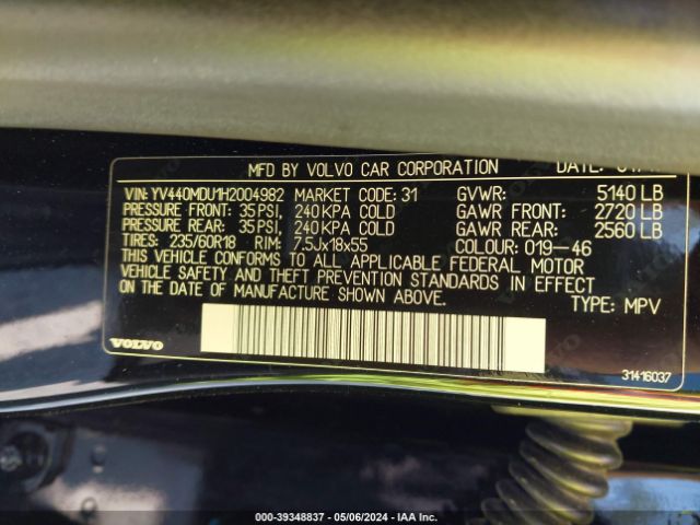 YV440MDU1H2004982 Volvo Xc60 T5 Inscription