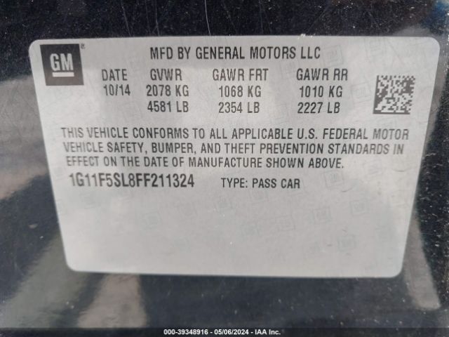 1G11F5SL8FF211324 Chevrolet Malibu 1lz