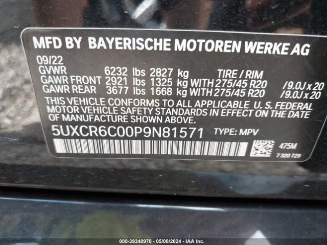 5UXCR6C00P9N81571 BMW X5 Xdrive40i