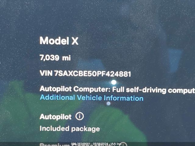 7SAXCBE50PF424881 Tesla Model X Dual Motor All-wheel Drive/standard Range
