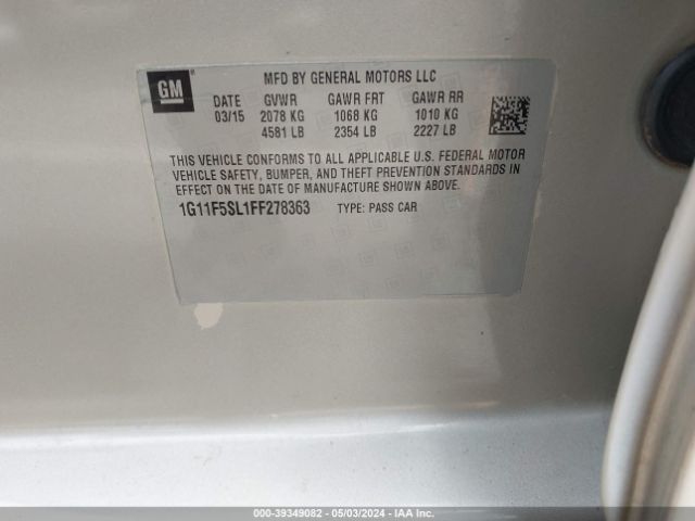 1G11F5SL1FF278363 Chevrolet Malibu 1lz
