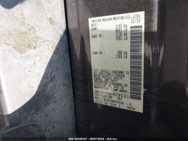 1N4AA6AP6GC429531 Nissan Maxima 3.5 Platinum