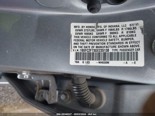 Honda CIVIC EX 2016 19XFC2F73GE235138 Image 9