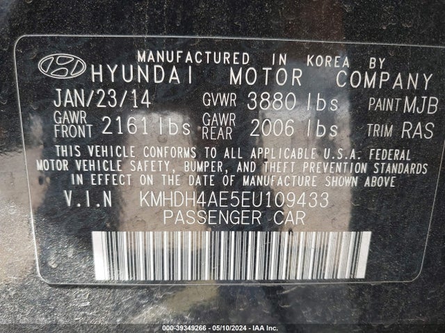 Hyundai ELANTRA SE 2014 KMHDH4AE5EU109433 Image 9