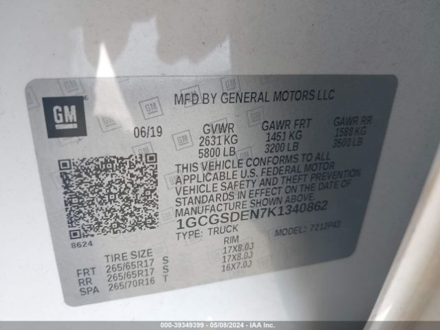 1GCGSDEN7K1340862 Chevrolet Colorado Z71