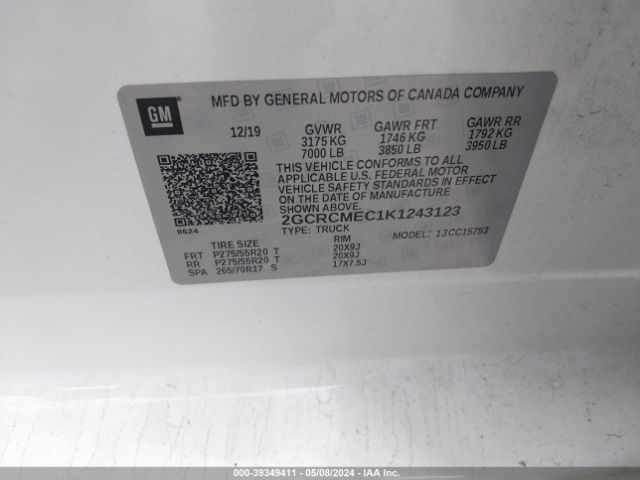 2GCRCMEC1K1243123 Chevrolet Silverado 1500 Ld Silverado Custom