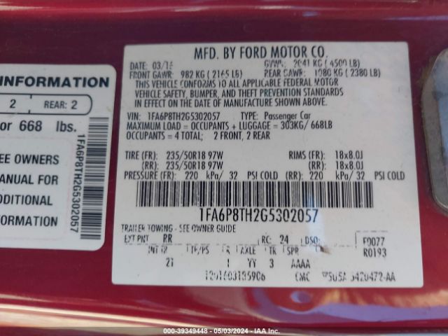 1FA6P8TH2G5302057 Ford Mustang Ecoboost