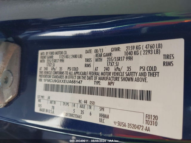 Ford ESCAPE SE 2014 1FMCU9GXXEUA68147 Image 9