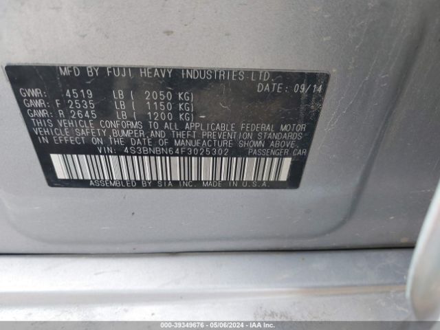 4S3BNBN64F3025302 Subaru Legacy 2.5i Limited