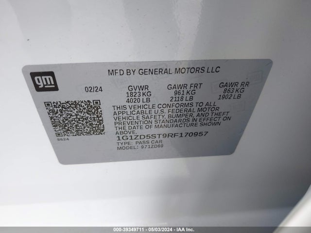 Chevrolet MALIBU LT 2024 1G1ZD5ST9RF170957 Image 9