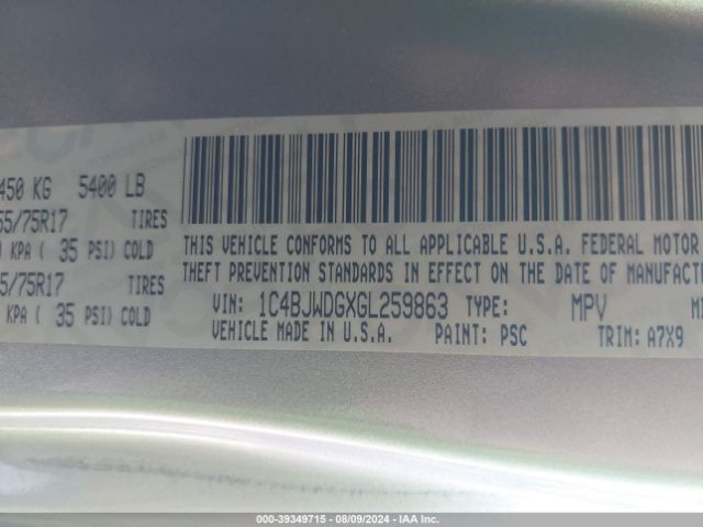 1C4BJWDGXGL259863 Jeep Wrangler Unlimited Sport