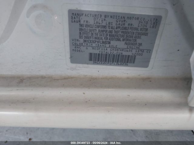 3N1CE2CP1FL368236 Nissan Versa Note S (sr)/s Plus/sl/sr/sv