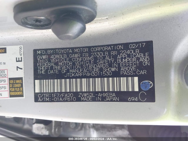 Toyota Prius Prime Plus 2017 JTDKARFP4H3011530 Image 9