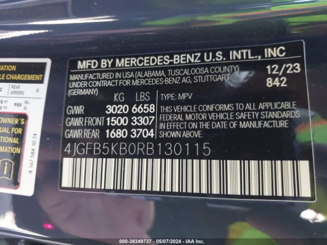 4JGFB5KB0RB130115 Mercedes-Benz Gle 450 4matic