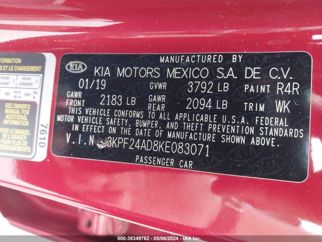 KIA Forte Lxs 2019 3KPF24AD8KE083071 Image 9