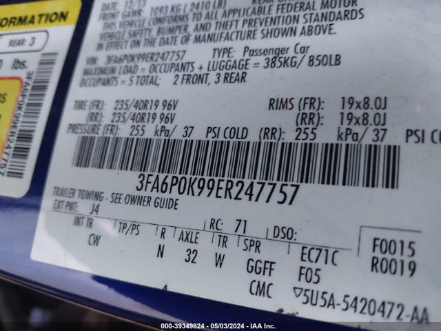 Ford Fusion Titanium 2014 3FA6P0K99ER247757 Image 9