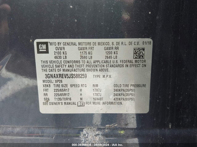 Chevrolet EQUINOX LS 2018 3GNAXREV5JS588259 Image 9