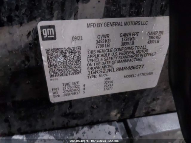 1GKS2JKL8MR486577 GMC Yukon Xl 4wd Denali