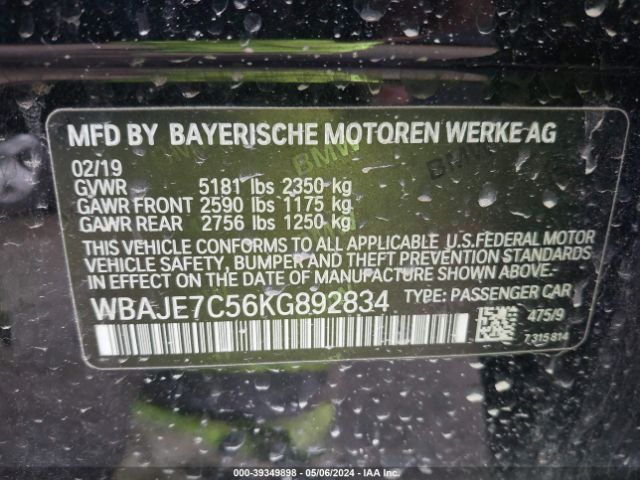 WBAJE7C56KG892834 BMW 540i Xdrive