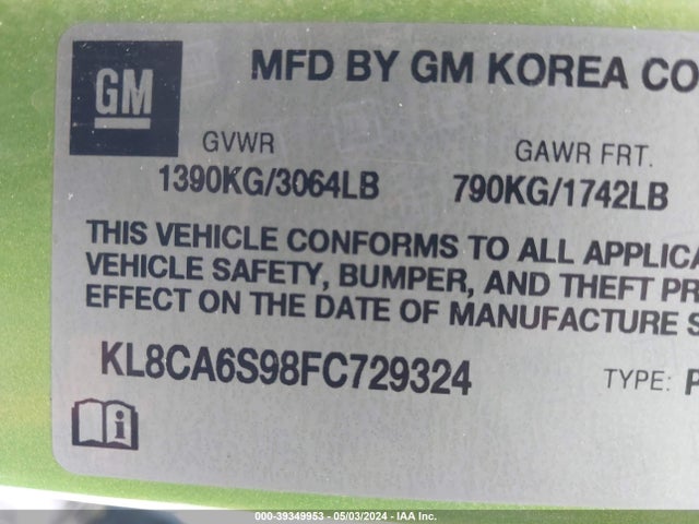 Chevrolet Spark Ls Manual 2015 KL8CA6S98FC729324 Image 9