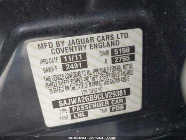 2012 JAGUAR XJ SAJWA2GB9CLV29381 Photo 8