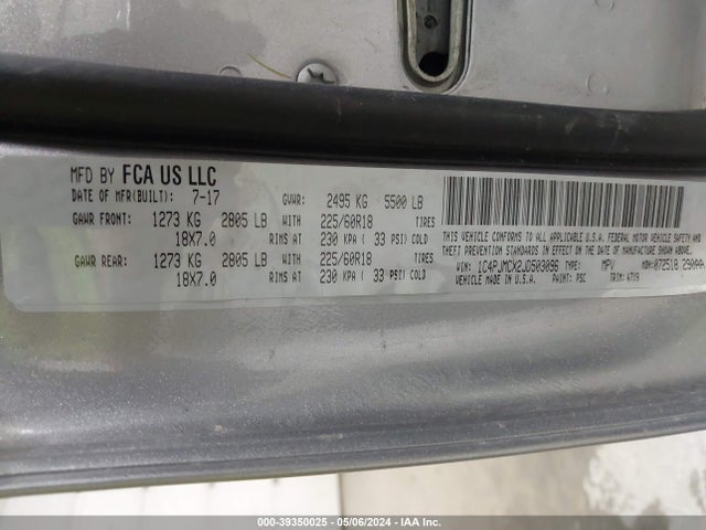 1C4PJMCX2JD503096 Jeep Cherokee Latitude 4x4