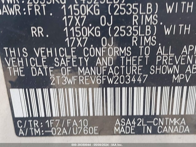 Toyota Rav4 Xle 2015 2T3WFREV6FW203447 Image 9