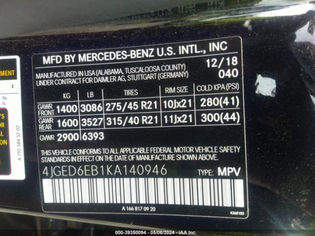 4JGED6EB1KA140946 Mercedes-Benz Amg Gle 43 Coupe 4matic