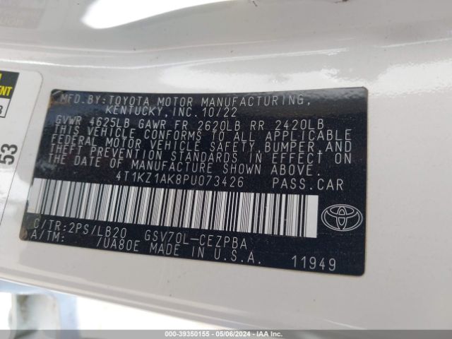 4T1KZ1AK8PU073426 Toyota Camry Xse V6