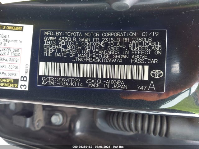 Toyota C-HR XLE 2019 JTNKHMBX2K1035974 Image 9
