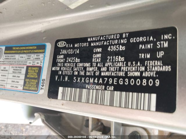 5XXGM4A79EG300809 KIA Optima Lx