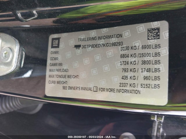 GMC Sierra 1500 Slt 2019 3GTP8DED7KG198293 Image 9