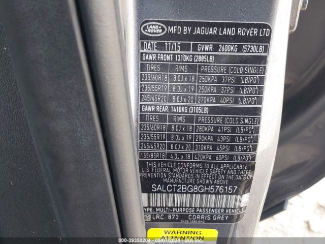 SALCT2BG8GH576157 Land Rover Discovery Sport Hse Lux
