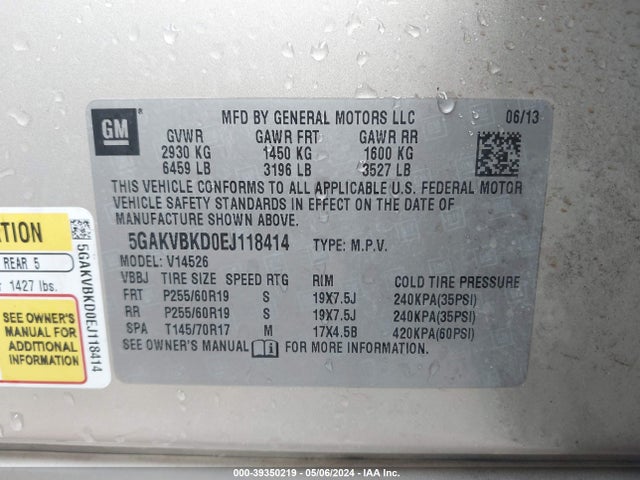 5GAKVBKD0EJ118414 Buick Enclave Leather