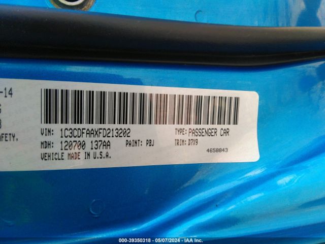 1C3CDFAAXFD213202 Dodge DART SE