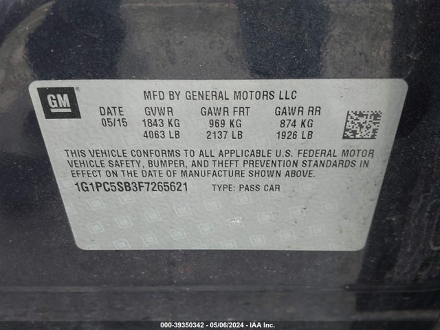 Chevrolet Cruze 1lt Auto 2015 1G1PC5SB3F7265621 Image 9