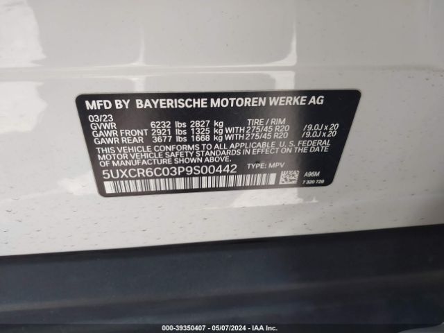 5UXCR6C03P9S00442 BMW X5 Xdrive40i