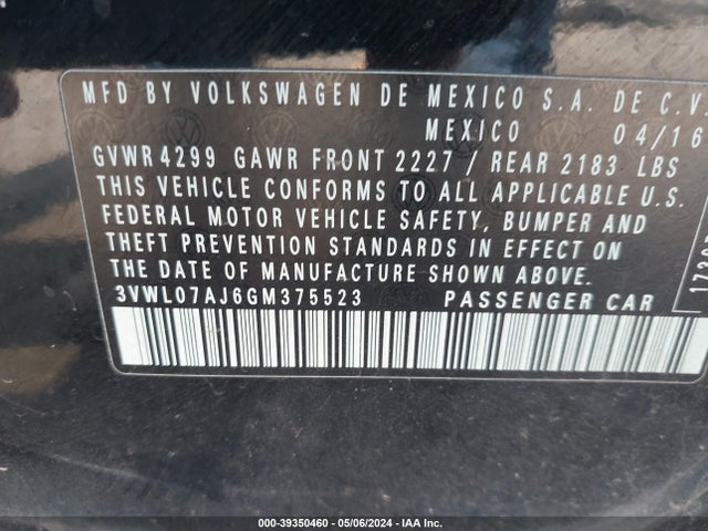 3VWL07AJ6GM375523 Volkswagen Jetta 1.8t Sel