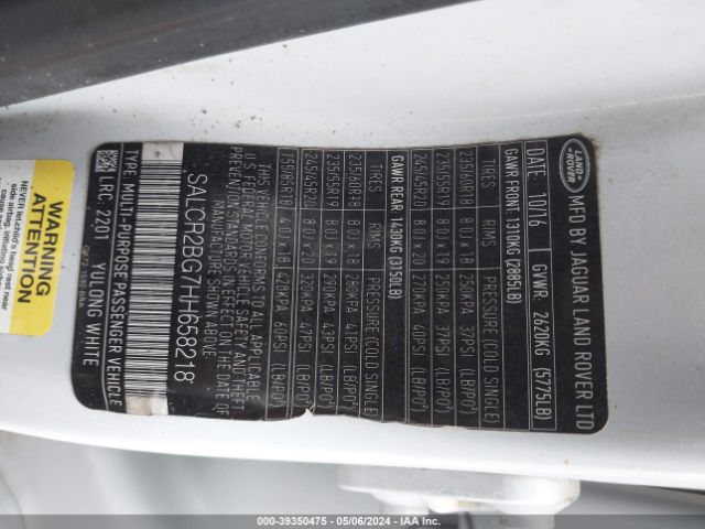 SALCR2BG7HH658218 Land Rover Discovery Sport Hse
