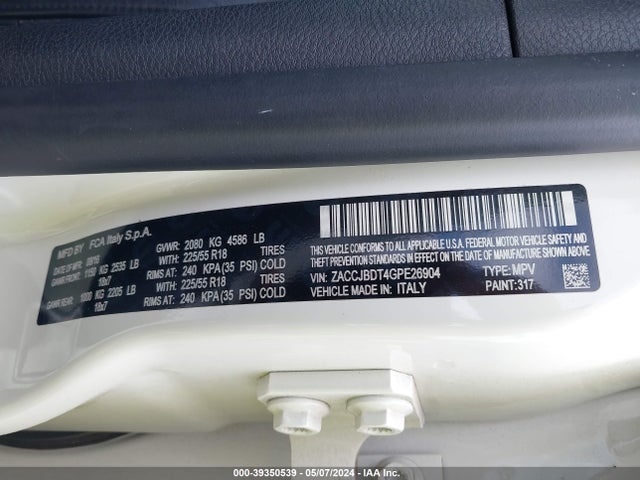 ZACCJBDT4GPE26904 Jeep Renegade Limited