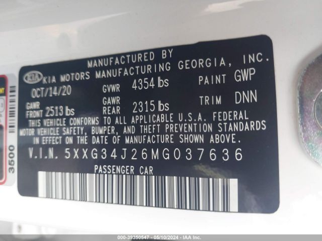 5XXG34J26MG037636 KIA K5 EX
