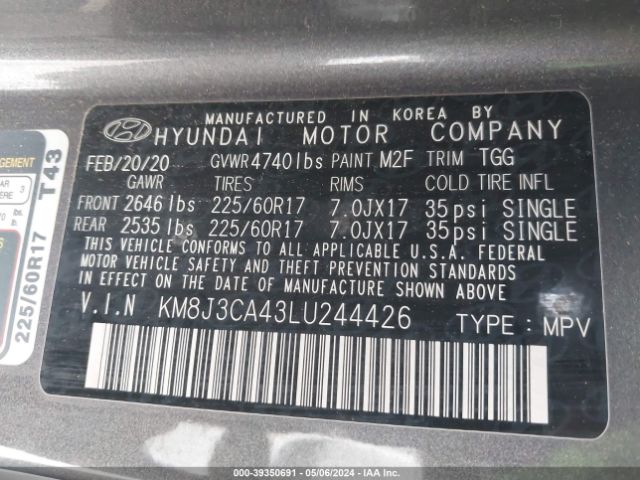 KM8J3CA43LU244426 Hyundai Tucson Value