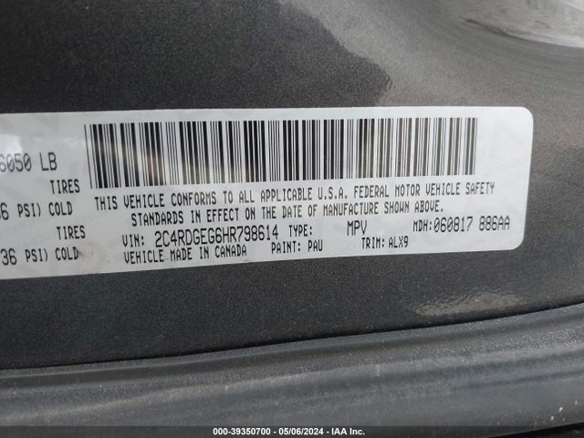Dodge Grand Caravan Gt 2017 2C4RDGEG6HR798614 Image 9
