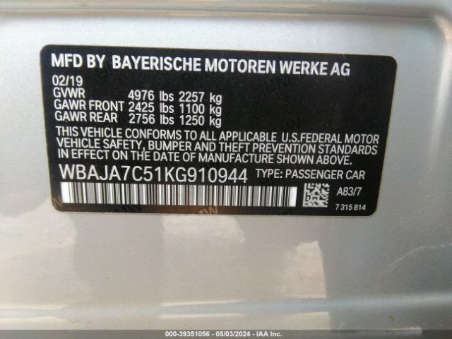 WBAJA7C51KG910944 BMW 530i Xdrive